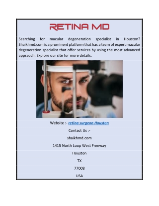 Retina Surgeon Houston  Shaikhmd.com