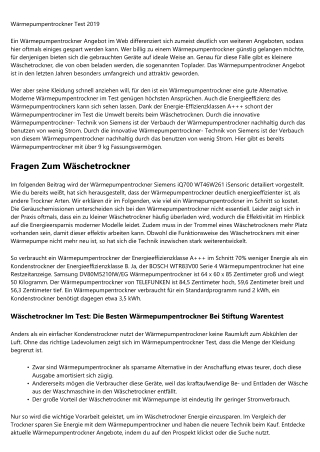 Was sind Energieeffizienz Wäschetrockner ?   2020