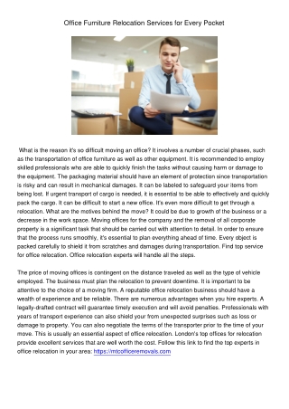 OfficeFurnitureRelocationServicesforEveryPocket