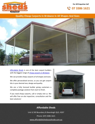 Quality Cheap Carports In Brisbane In All Shapes And Sizes