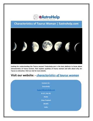 Characteristics of Taurus Woman | Eastrohelp.com