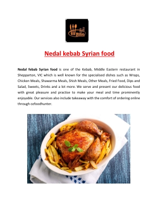 5% Off - Nedal kebab Syrian food Takeaway Shepparton Menu, VIC