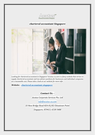Chartered Accountant Singapore | Acutus-ca.com