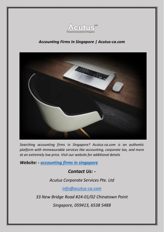 Accounting Firms In Singapore | Acutus-ca.com