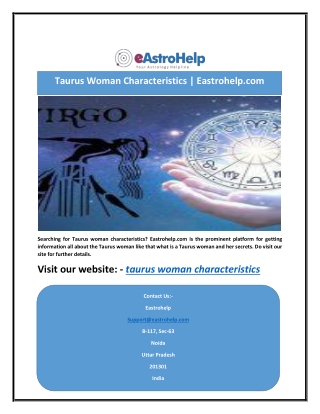 Taurus Woman Characteristics | Eastrohelp.com