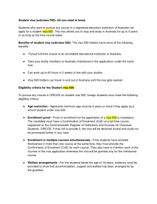 Student visa (subclass 500) - All you need to know