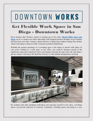 Get Flexible Work Space in San Diego - Downtown Works