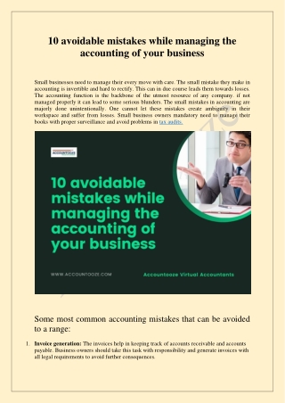 10 avoidable mistakes while managing the accounting of your business.