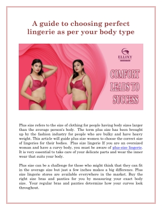 A guide to choosing perfect lingerie as per your body type