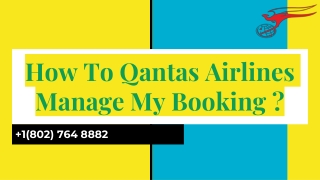 How To Qantas Airlines Manage My Booking |  1(802) 764 8882