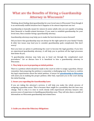 Benefits of Hiring a Guardianship Attorney in Wisconsin