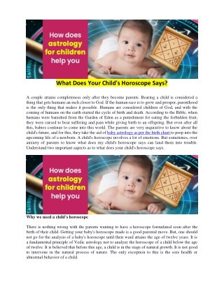 Baby Birth Prediction by Astrology - Baby Horoscope - Children Astrology
