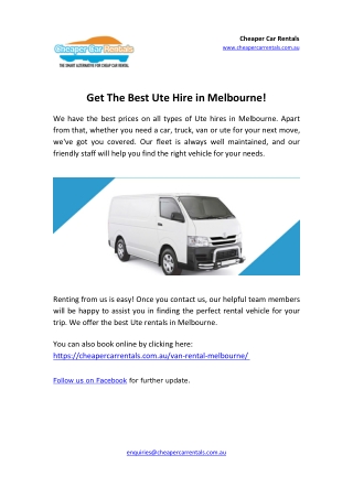 Get The Best Ute Hire in Melbourne!