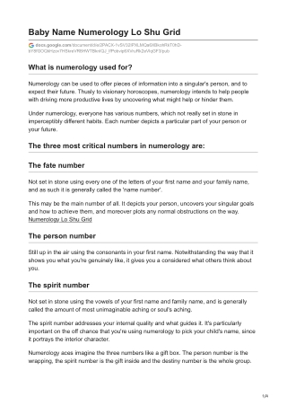 Baby Name Numerology Lo Shu Grid
