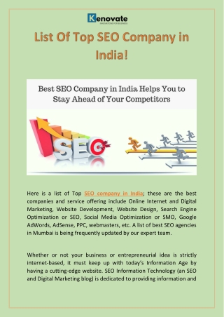 Top Digital Marketing SEO Services Company in India!