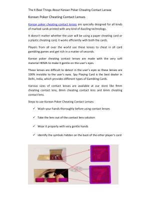 The 6 Best Things About Korean Poker Cheating Contact Lenses
