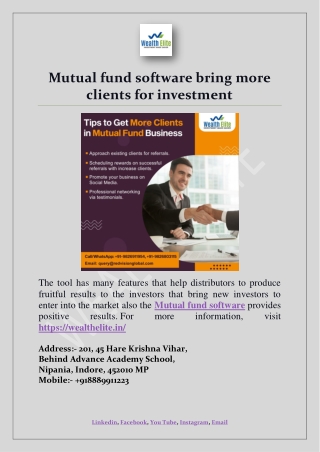 Mutual fund software bring more clients for investment