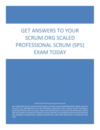 Get Answers to Your Scrum.org Scaled Professional Scrum (SPS) Exam Today