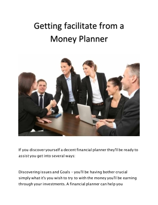 Getting facilitate from a Money Planner