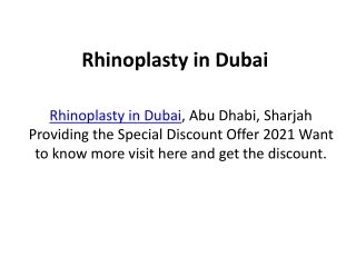 Rhinoplasty in Dubai
