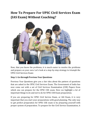 UPSC Civil Services Exam IAS Exam Without Coaching