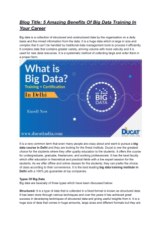 5 Amazing Benefits Of Big Data Training In Your Career