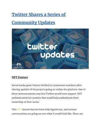 CIC-Twitter Shares a Series of Community Updates