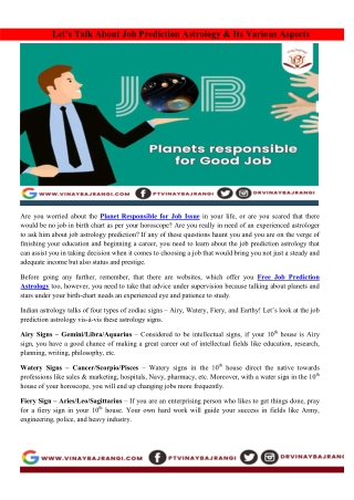 Let’s Talk About Job Prediction Astrology & Its Various Aspects