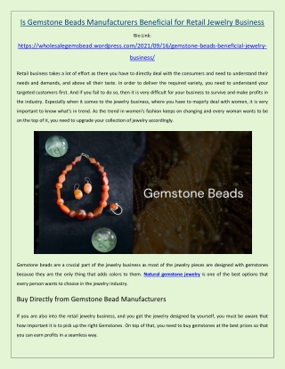 Is Gemstone Beads Manufacturers Beneficial for Retail Jewelry Business