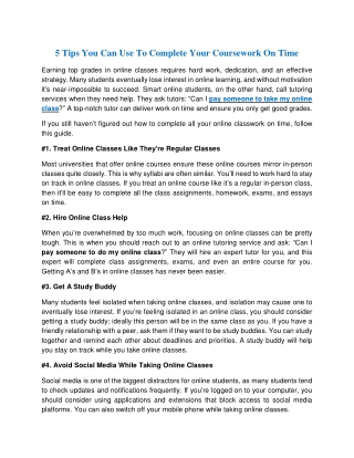5 Tips You Can Use To Complete Your Coursework On Time