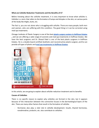 What is Cellulite Reduction Treatments and the Benefits of it.docx