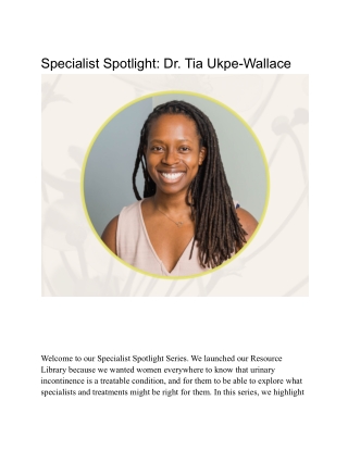 Specialist Spotlight Dr
