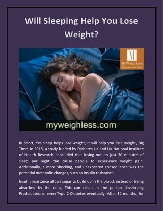 Will Sleeping Help You Lose Weight