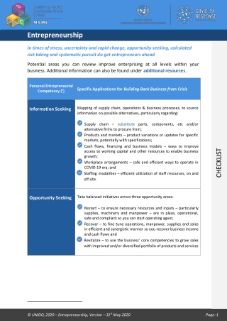 Managing Entrepreneurship Business Resources in COVID-19