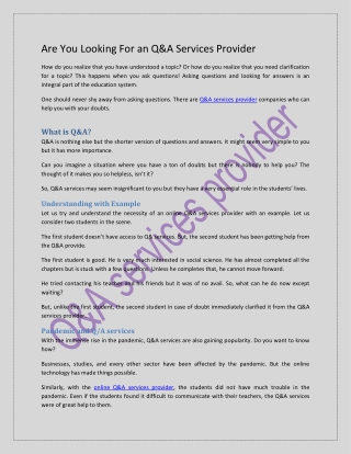 Are You Looking For an Q&A Services Provider