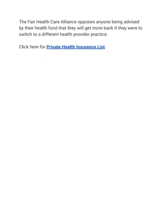 Private Health Insurance List
