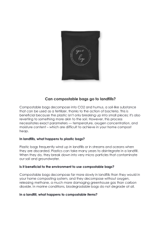 Can compostable bags go to landfill.
