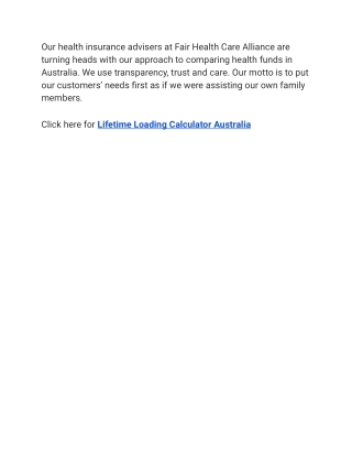 Lifetime Loading Calculator Australia