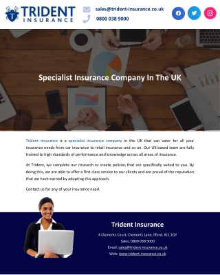 Specialist Insurance Company In The UK