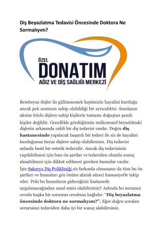 Diş Beyazlatma Tedavisi Öncesinde Doktora Ne Sormalıyım