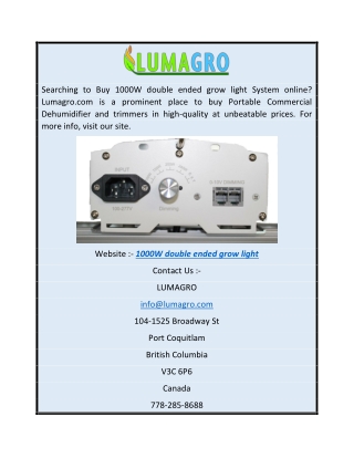 1000W double ended grow light  Lumagro.com