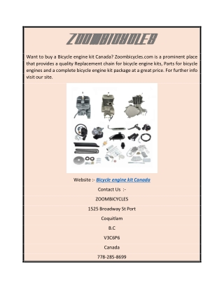 Bicycle Engine Kit Canada  Zoombicycles.com