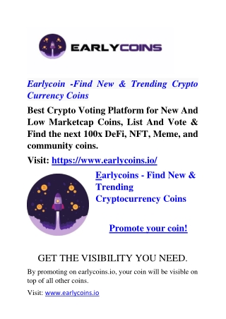 Earlycoin -Find New & Trending Crypto Currency Coins