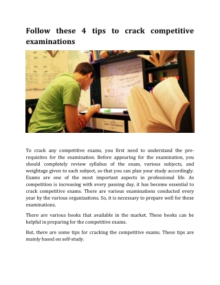 Follow these 4 tips to crack competitive examinations