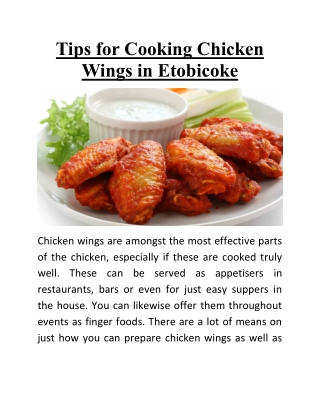 Tips for Cooking Chicken Wings in Etobicoke