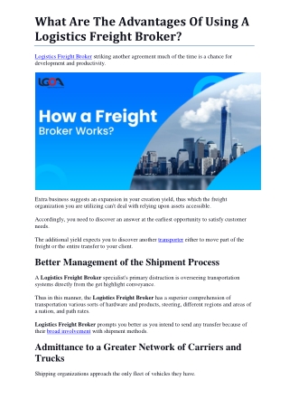 What Are The Advantages Of Using A Logistics Freight Broker