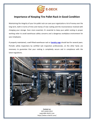 Importance of Keeping Tire Pallet Rack in Good Condition