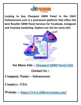 Cheapest SMM Panel USA | Followersmm.com