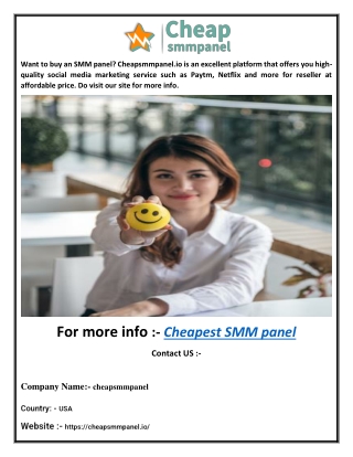 Cheapest SMM Panel  Cheapsmmpanel.io