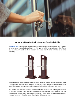 What is a Mortise Lock - Here’s a Detailed Guide